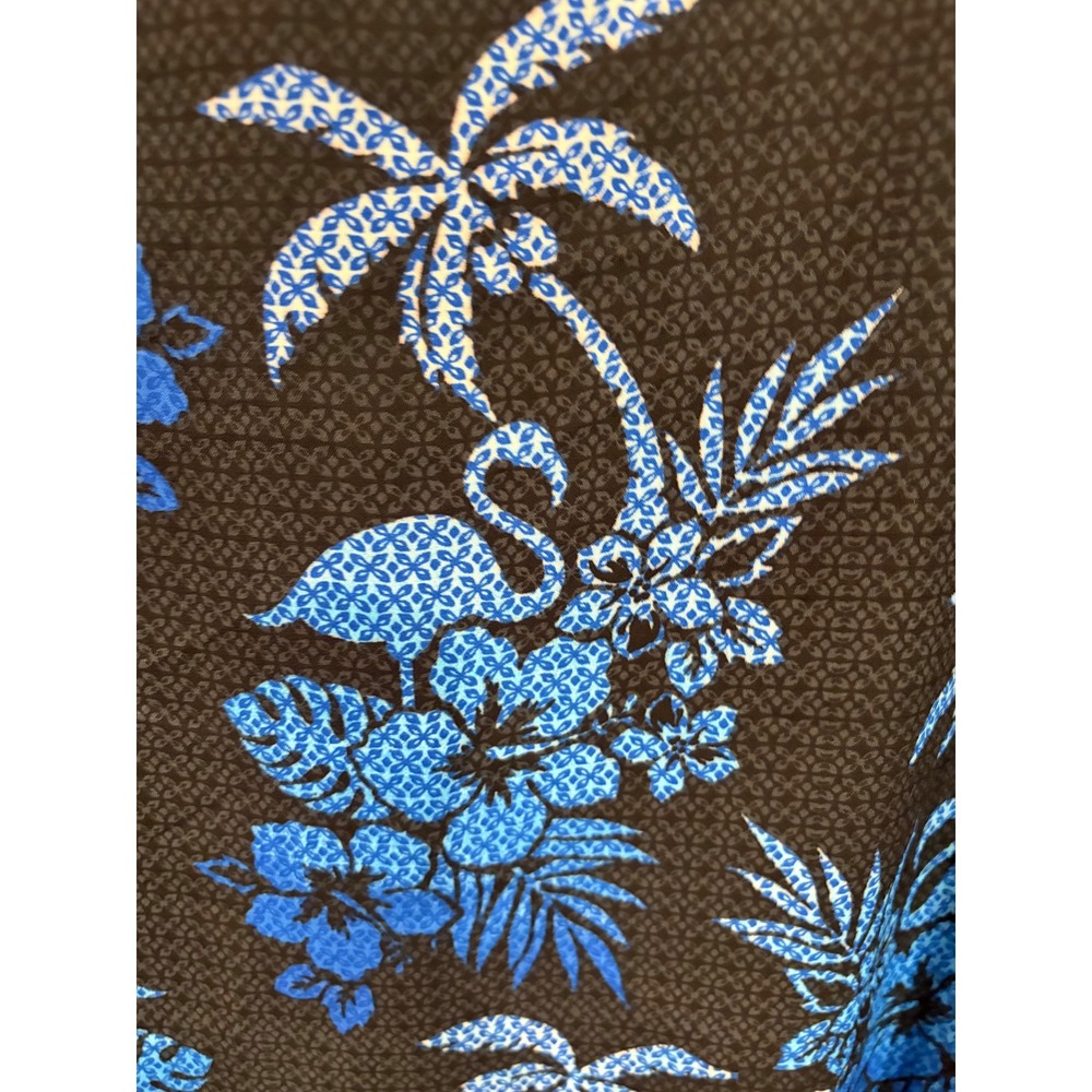 Quacker Factory Blue Flamingo Tropical Palm Tree Poncho Top Black L coastal boho - Picture 5 of 7